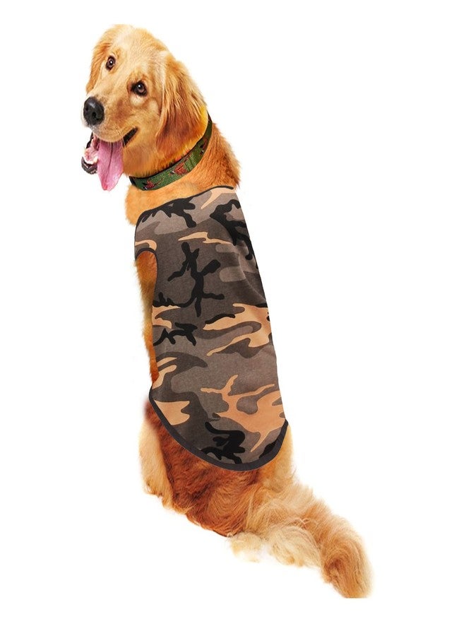 Sage Square Adorable Sleeveless Cotton Dog T-Shirt - Breathable & Fashionable Apparel for Your Dog, Puppy (Army Khakhi) (Medium-16inch) - Image 1